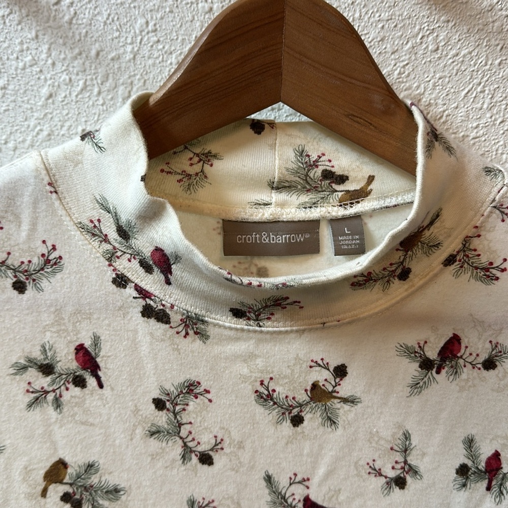 Croft & Barrie Turtleneck holiday 100% cotton long sleeved shirt